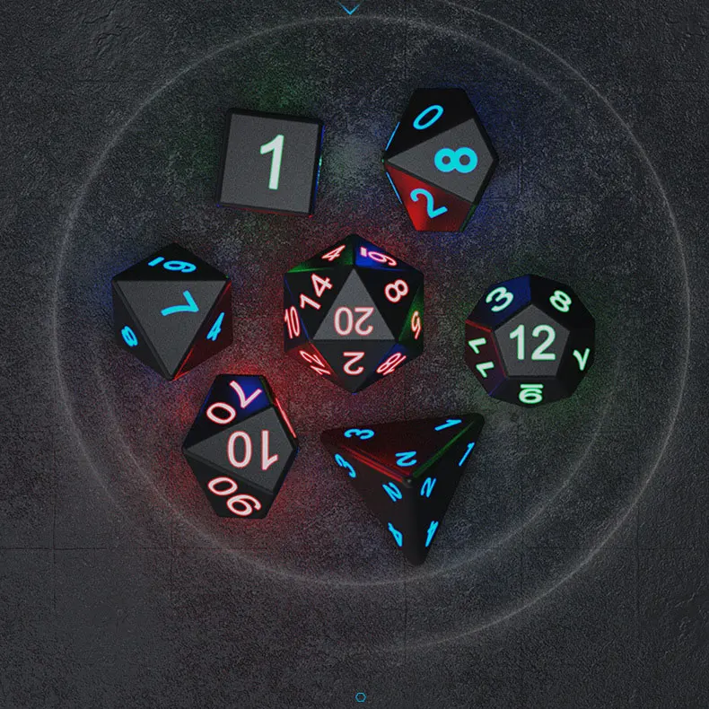 DND перезаряжаемые светодиодные кубики цвета многогранные 7 шт. dungeons and dragons RPG набор для настольных ролевых игр
