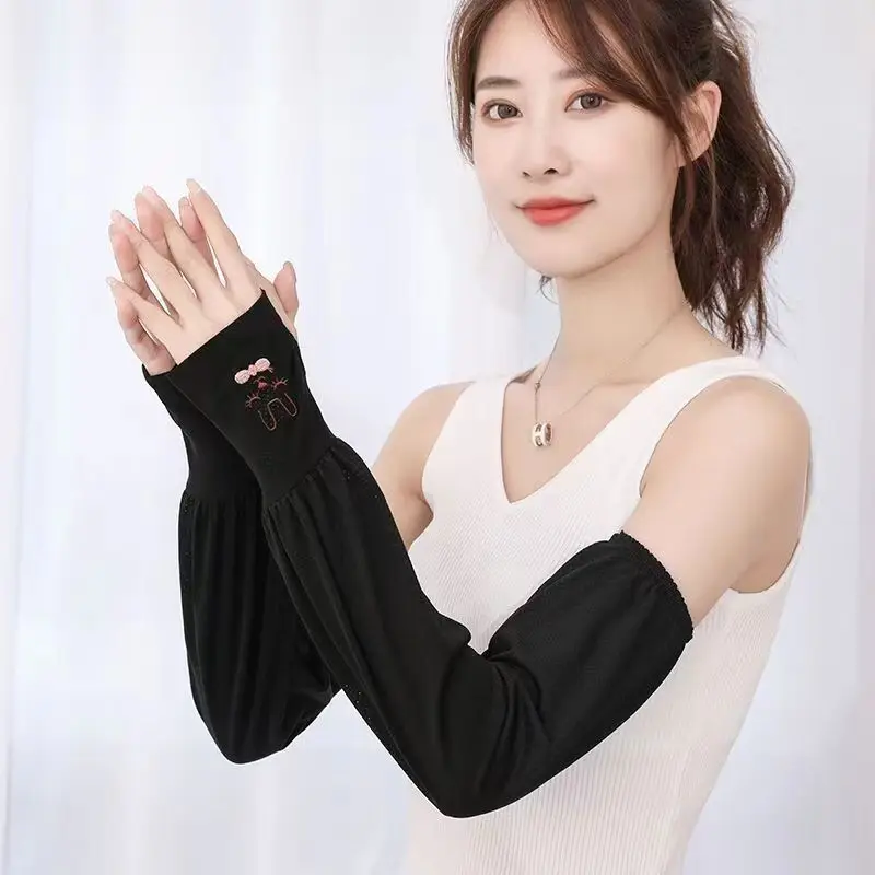 Support Sample Manufacturer Summer Sun-proof Breathable Polyester Rabbit Thin MittensFor Women