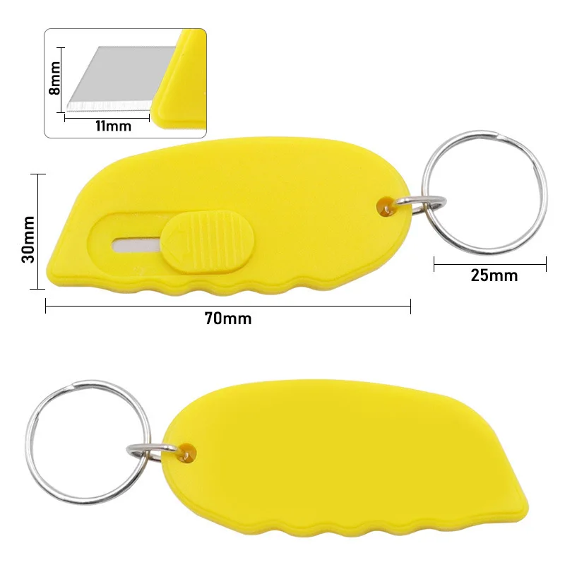 customized promotional plastic Stationery Utility Knife Small Envelope Cutter Envelope Knife with keyring,custom logo key ring