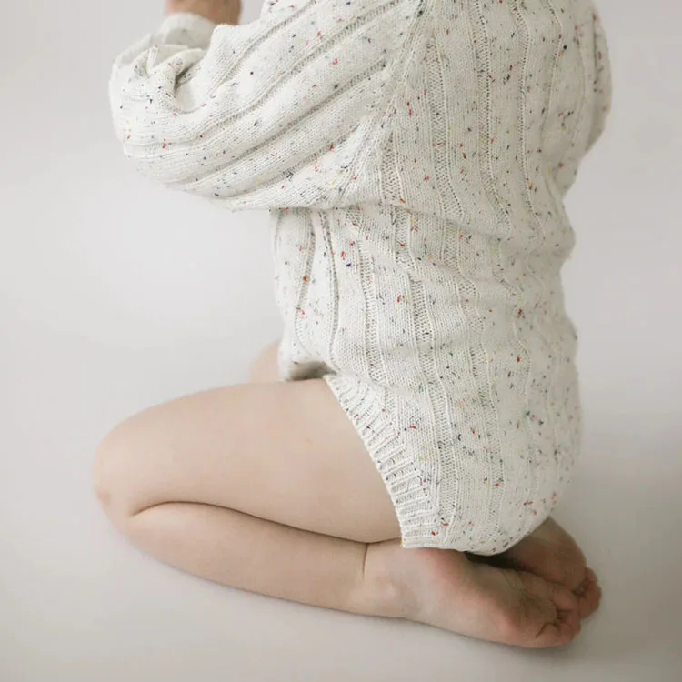 2023 wholesale organic cotton sprinkle wide ribbed baby knitted bodysuit onesie clothes for newborn