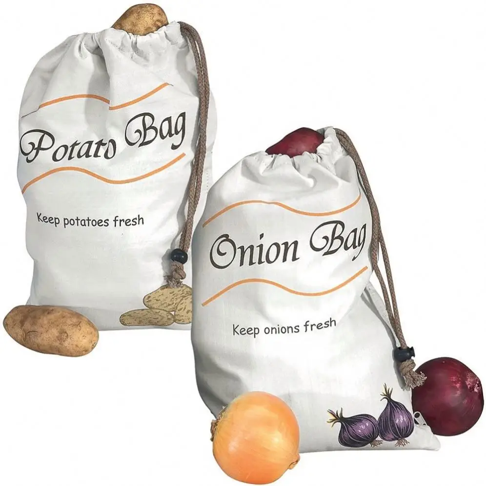 Set of 2 Vegetable Bags Includes Potato Bag and Onion Bag
