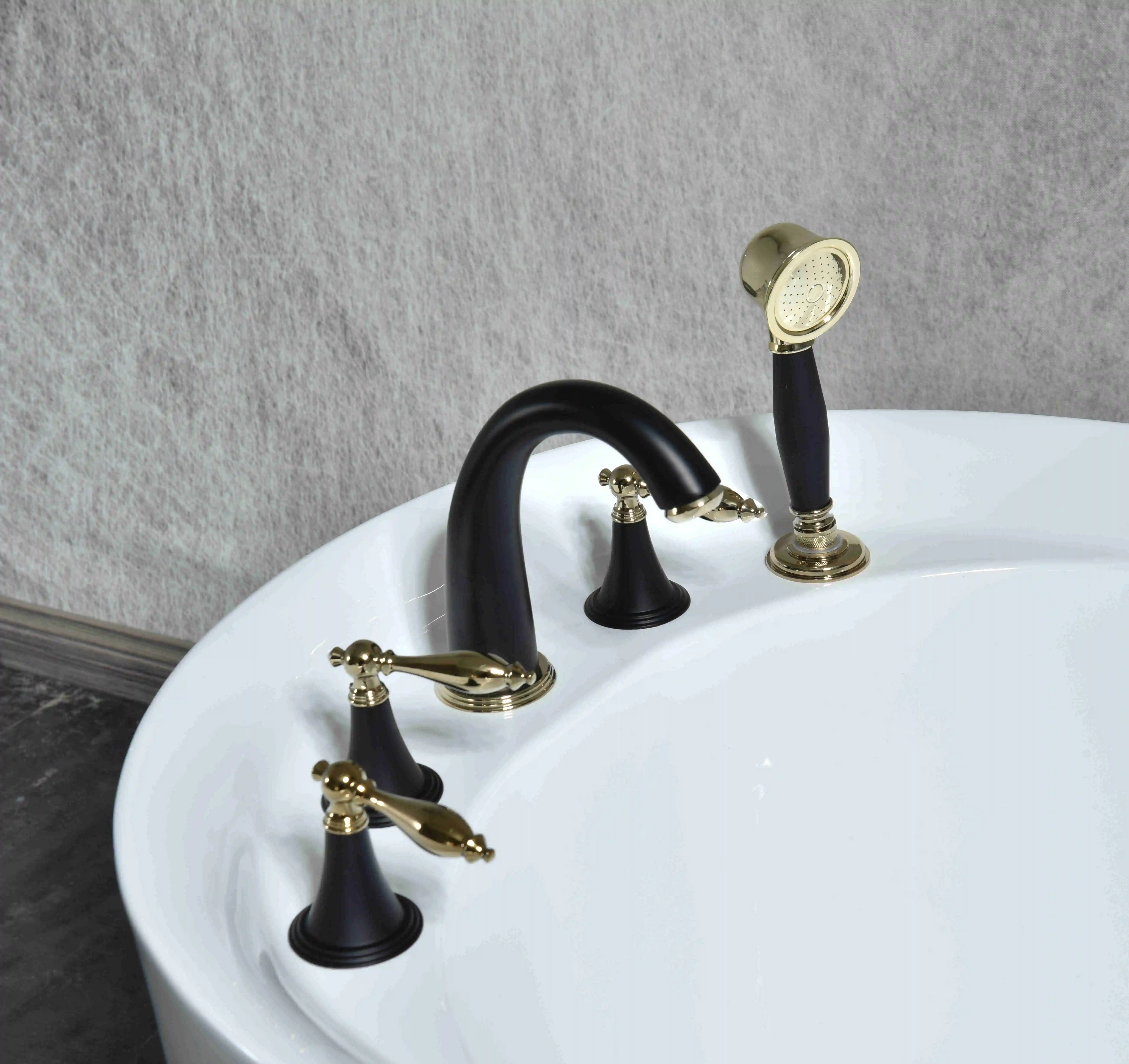 Bath Shower Faucet Luxury Sale Yellow Laser Antique Classic OEM Brass Surface bathtub faucet