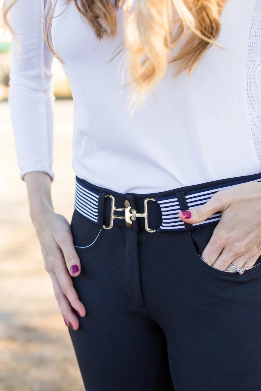 Customized design outdoor military elastic web canvas for women horse riding equestrian fabric belt style casual fashion