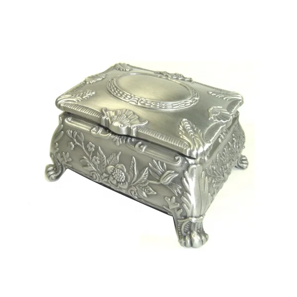 Christmas Pewter Metal Trinket Box with four legs