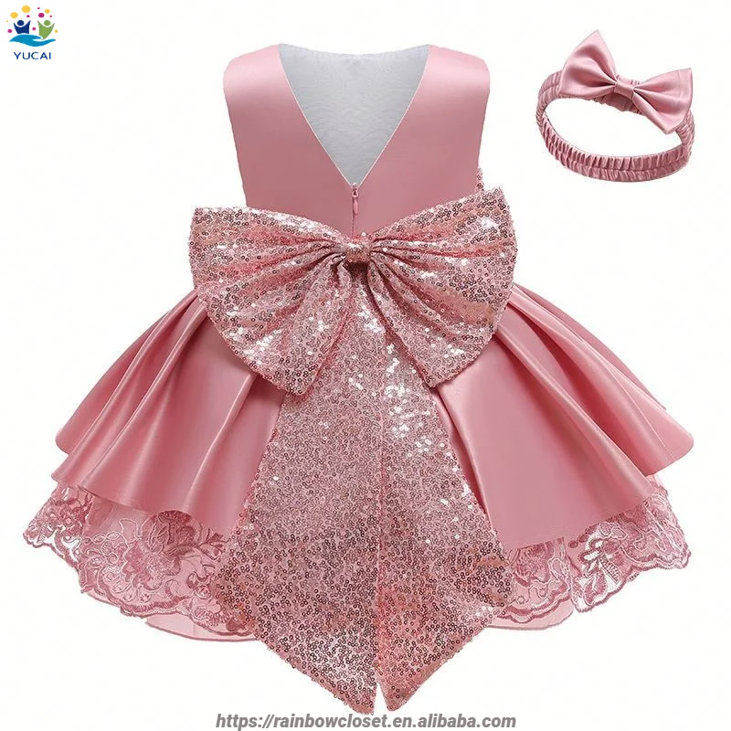 High Quality Kids Fashion Sleeveless Solid color Kids Fashion Evening Princess Lace Puff Party Girl Dress