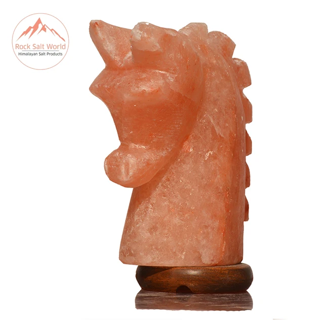Himalayan Natural Horse Knight Shape Crafted Sat Lamp with Certified Cord and Bulb in Best Home Decor style for Best Wellness