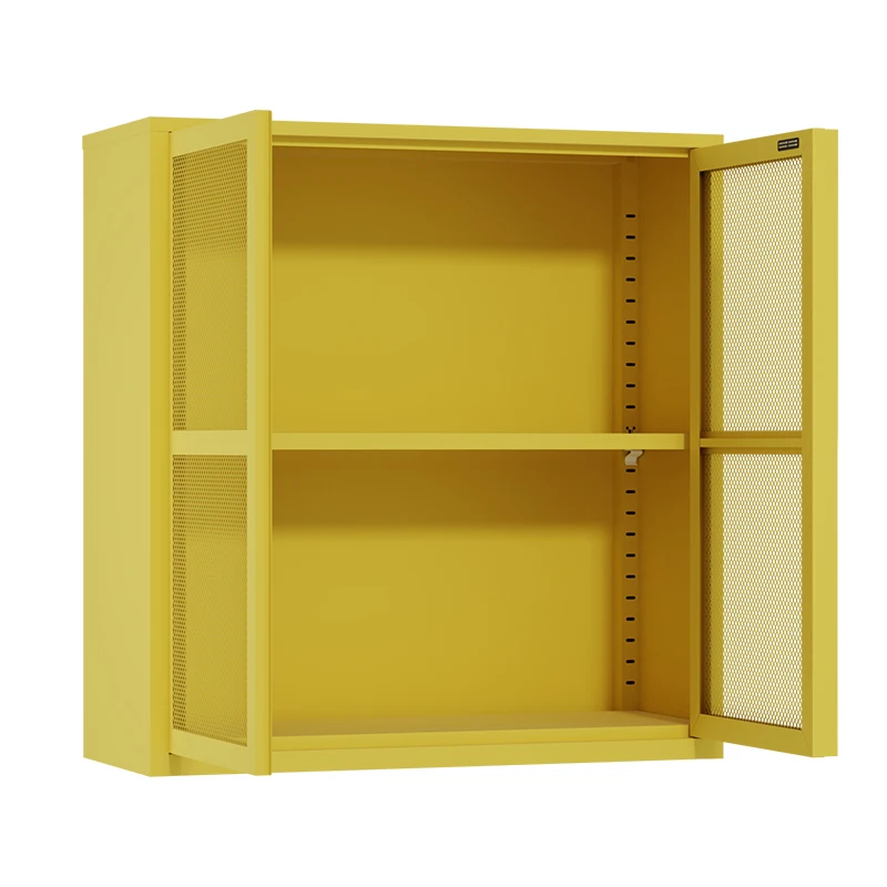 Wall-mounted metal storage cabinet bookcase home office white white bookcase for living room display cupboard with 2 mesh door