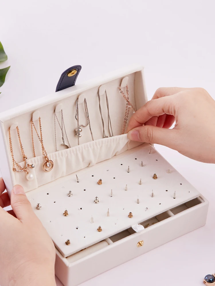 Wholesale Pu Leather Velvet Necklace Ring Earring Packaging Cajas Organizadoras Joyeos Jewellery Travel Portable Jewelry Box