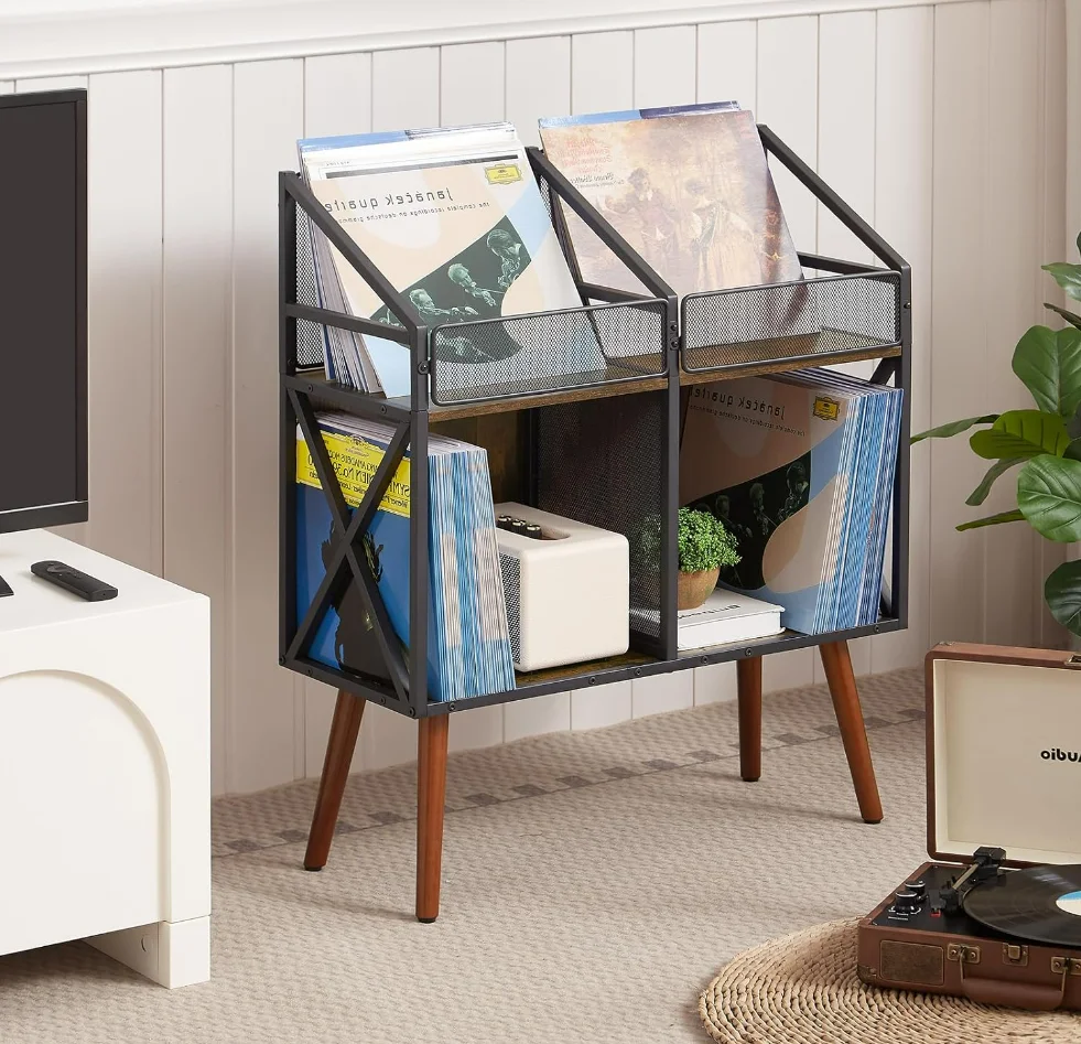 Popular Free Custom Wooden Book Display Rack for Albums Books Magazines Files Record Holder Storage Rack