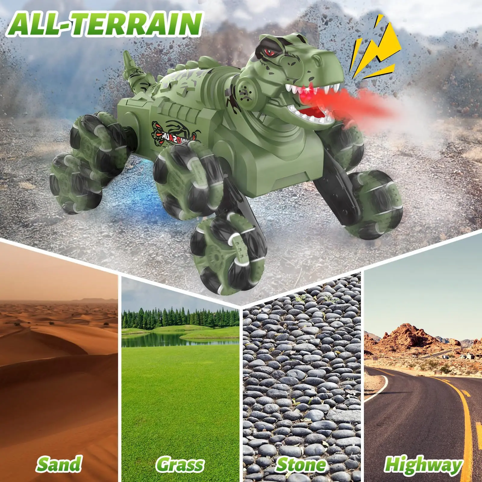 Eight-wheel variant Dinosaur stunt car spray deformation remote control four-wheel drive climbing gesture sensing remote control