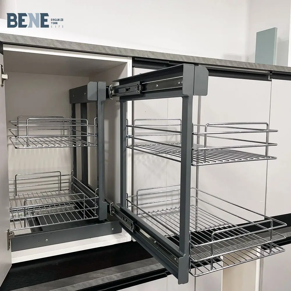 Closet accessories kitchen furniture accessory cabinet inbuilt accessories sliding blind corner wire tray cabinet organizer