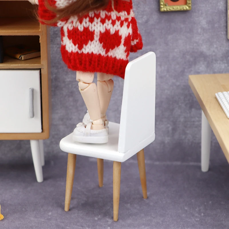 1:12 Wooden Miniature Furniture decoration DOLLHOUSE miniature scene chair model OB11 chair