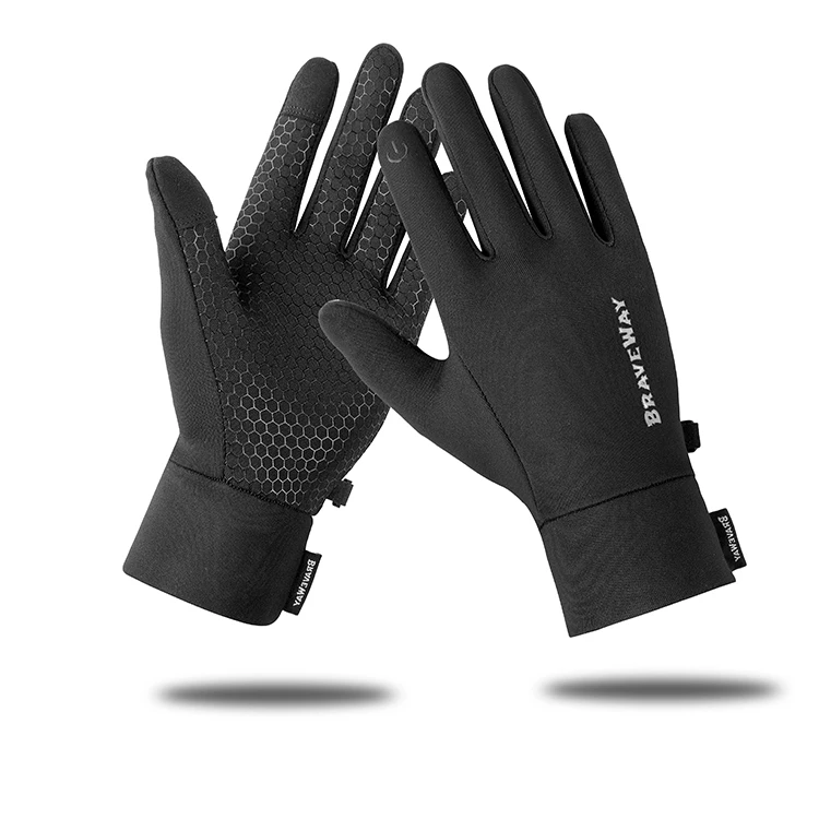 Manufacturer wholesale running cycling and hiking touch screen silicone anti slip and thermal insulation gloves