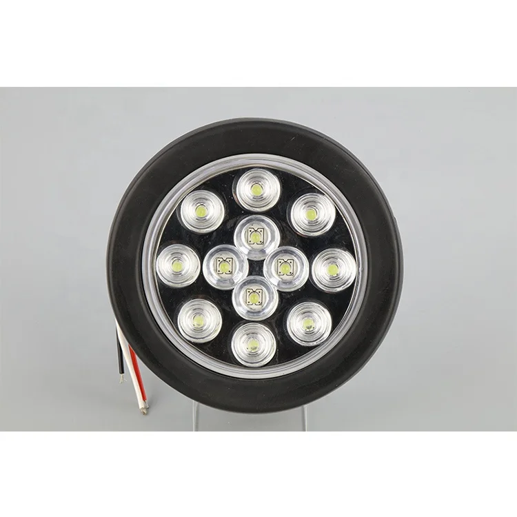 Red Amber And Clear Color 4'Round 12Leds Plastic Truck Tail Light