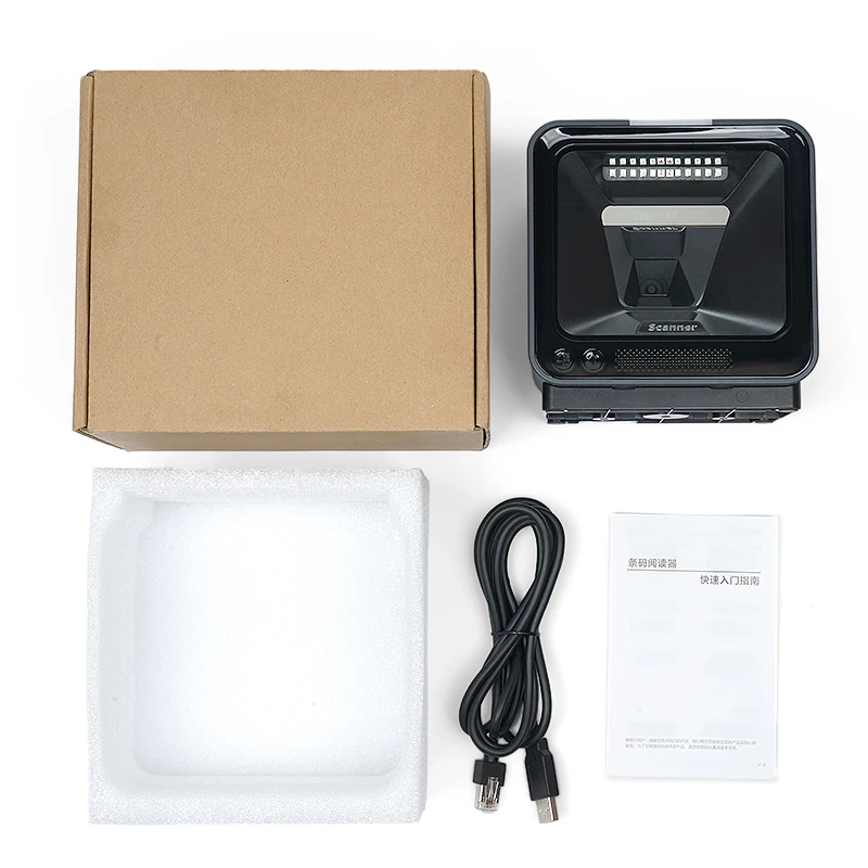 2024 New 2D QR Code Barcode Scanner Desktop Handsfree Table top code reader with ultra high performance