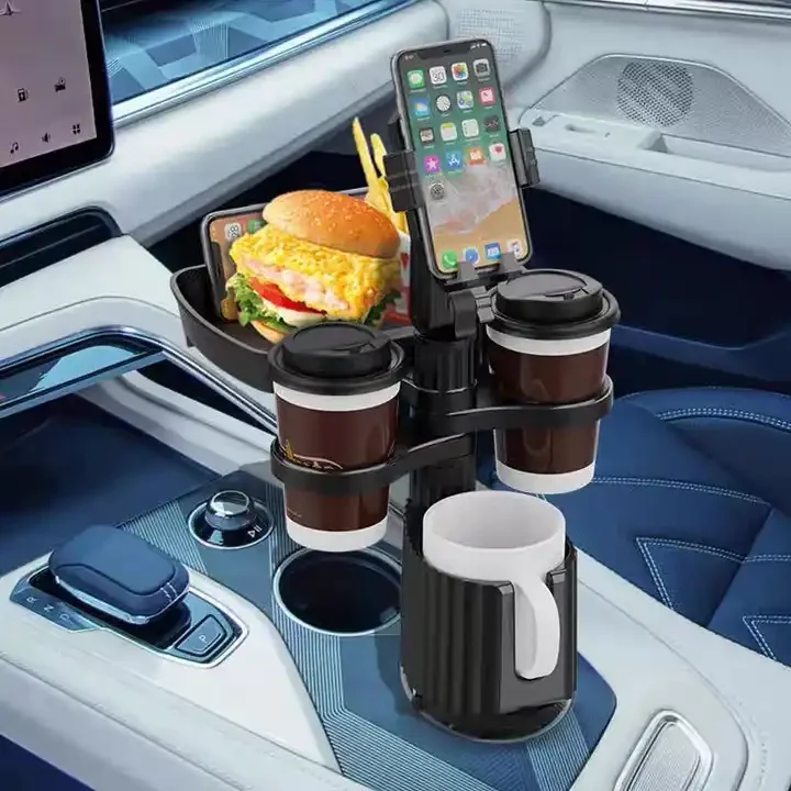 Original design Multifunctional long neck car drink phone mount with food tray for car seat organizer with desk table holder