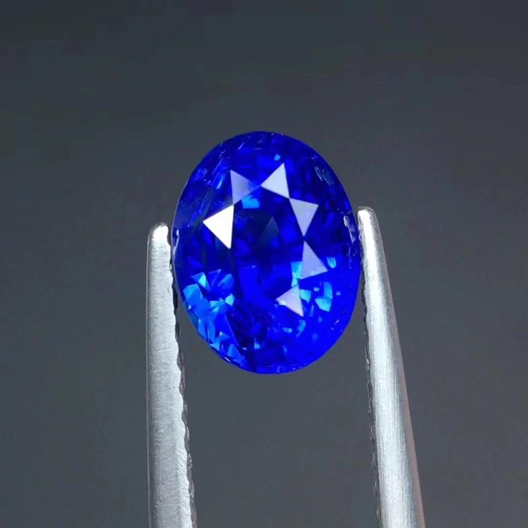AAA Grade Natural Mozambique Sapphire Blue Corundum Gemstone in Oval Star Cut Lab Created IGI Certified for Jewelry Making