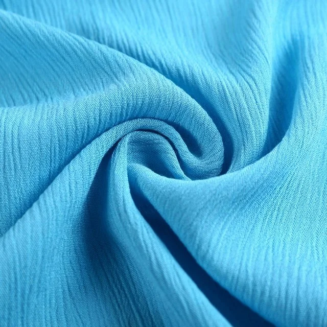 100% viscose crinkle crepe woven plain Tiffany blue chiffon fabric for scarf