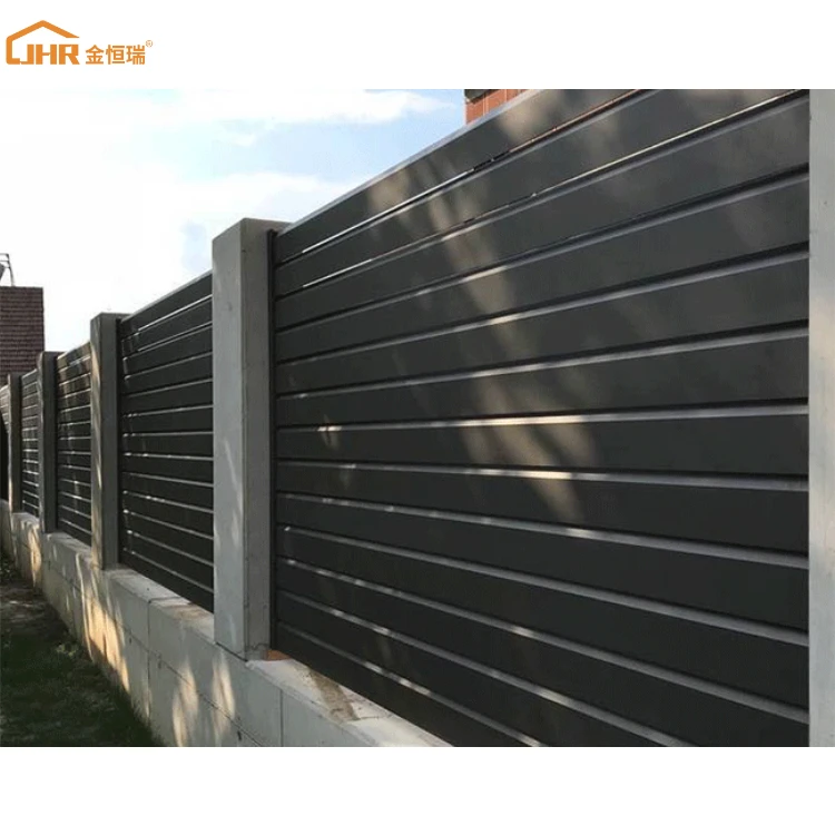 JHR Lifetime Warranty Aluminum Fence Modern Metal Material House Garden Fence Design Powder Coating Custom Louvre Boundary Fenci