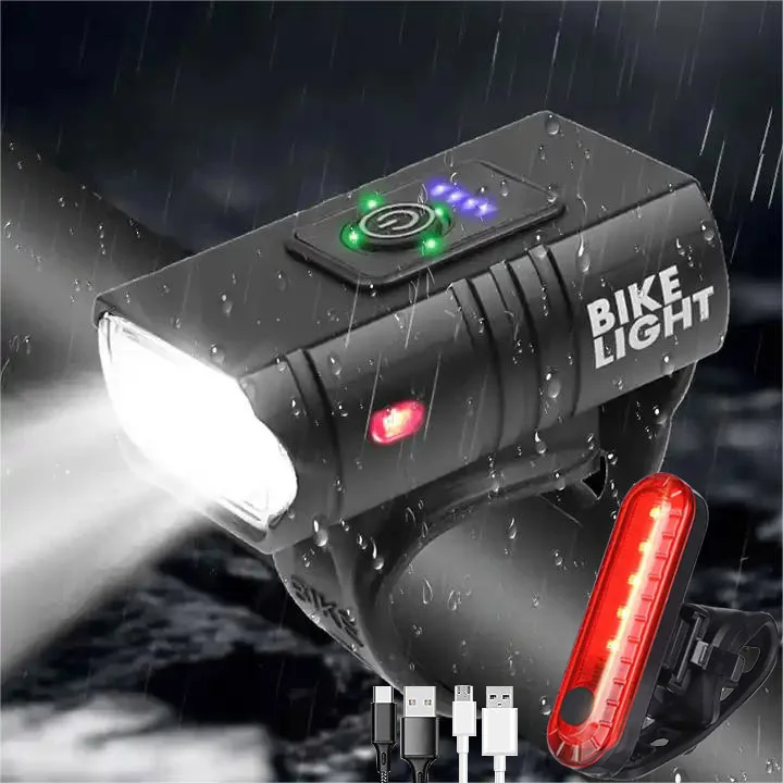 Factory Customized Outdoor Riding Equipment USB Rechargeable Bike Light Led Waterproof Night Riding Lighting Bicycle Lights Set