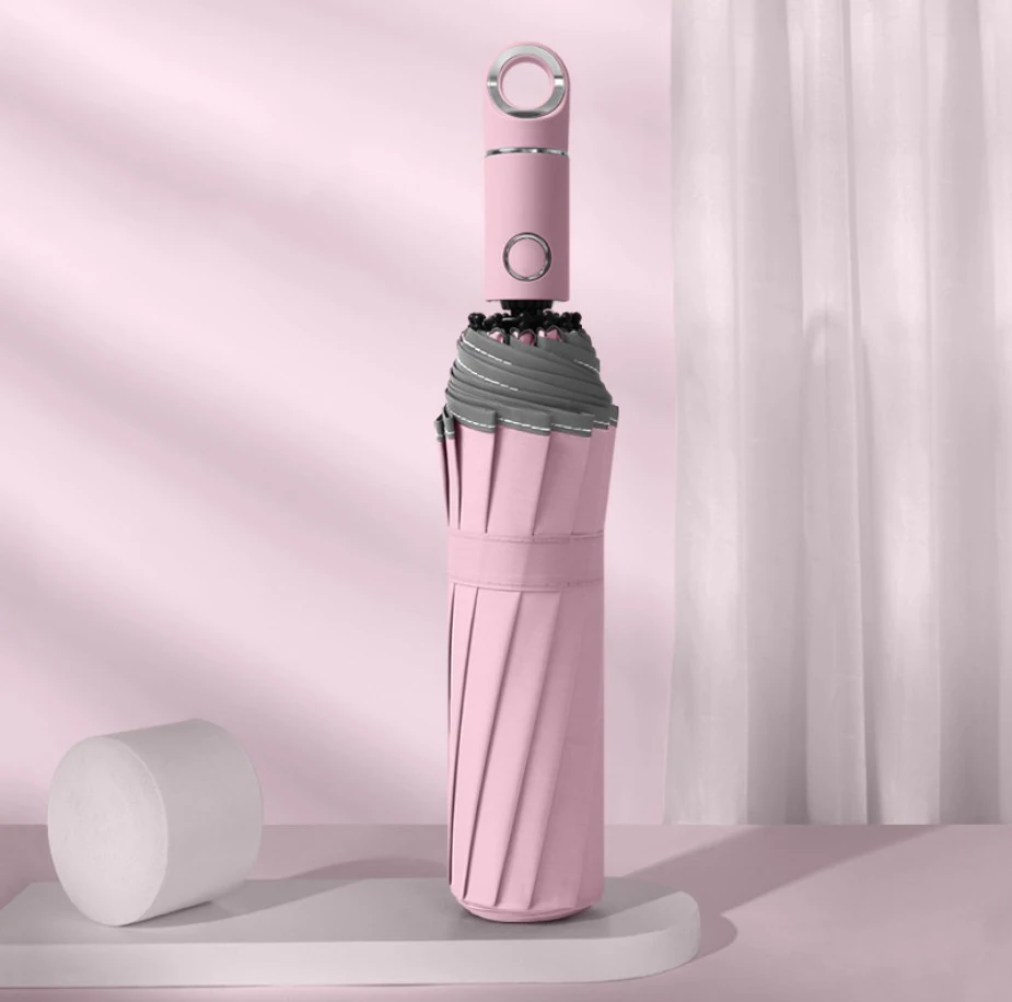 High quality 25inch large size wooden handle auto open close umbrella 3 fold automatic paraguas