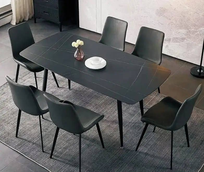 Роскошный скандинавский мраморный обеденный стол и стулья
