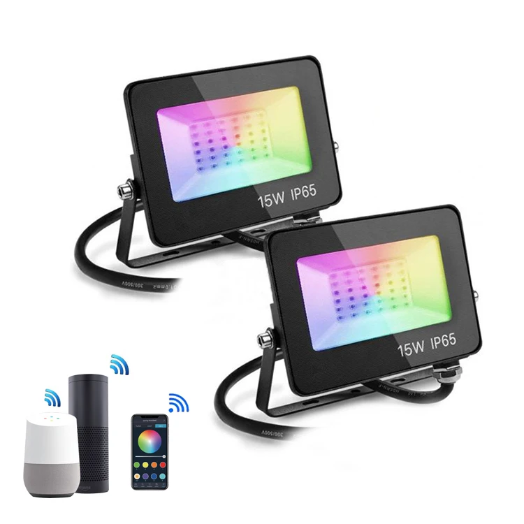 
Tuya Wifi Control Smart Flood Light 15W CCT Adjustable RGB Floodlight 