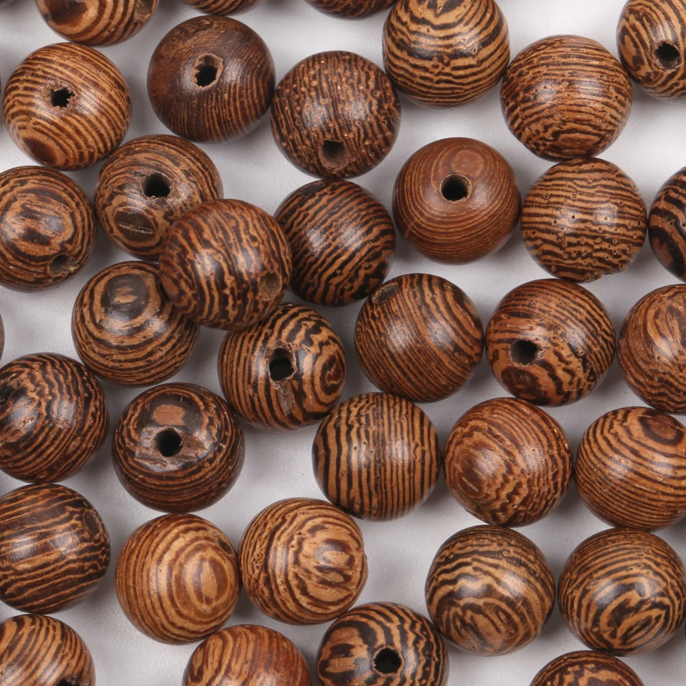 6/8/10mm Natural Round Wenge Wood Cylindrical Loose Chicken-Wing Wooden Beads For Jewelry Making Findings DIY Rosary Bracelet