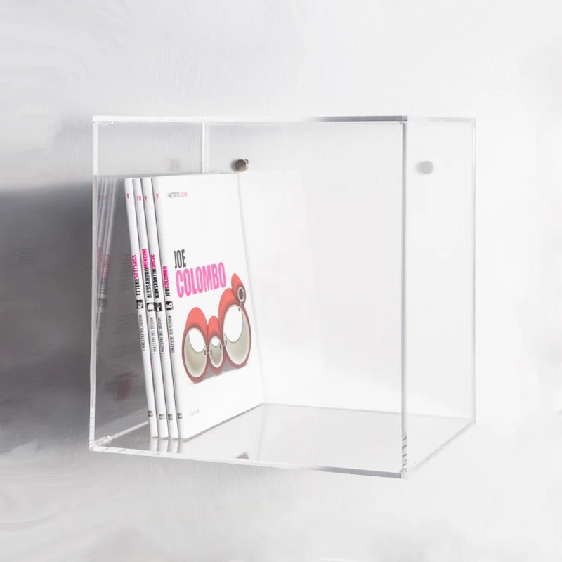 Clear Acrylic Wall Cube Shelves 30x30x20 Lucite Wall Mounted Book Shelf
