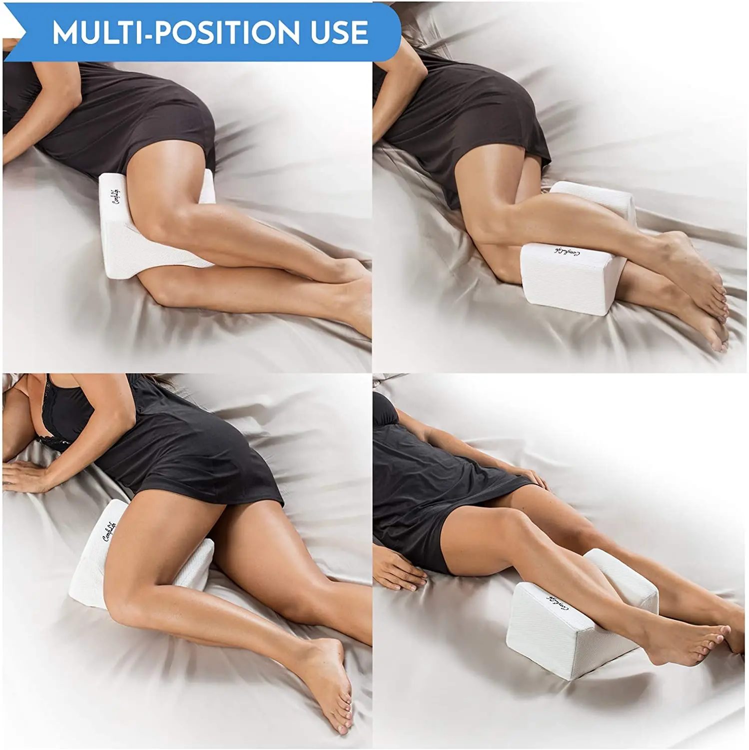 
ComfiLife Orthopedic Knee Pillow for Sciatica Relief Back Pain Leg Pain Pregnancy Hip and Joint Pain Memory Foam Wedge contour 