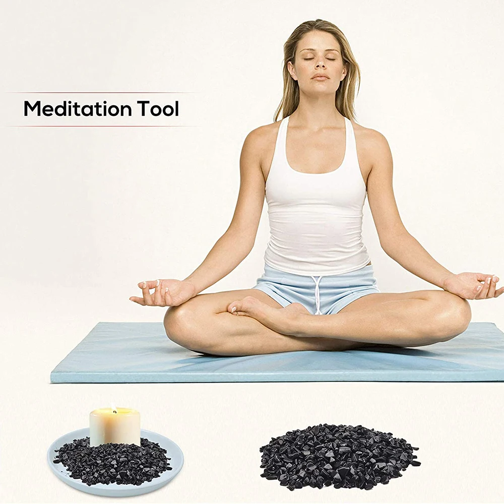 Natural Black Obsidian Tumbled Stone Chips Crushed Natural Crystal Quartz Pieces