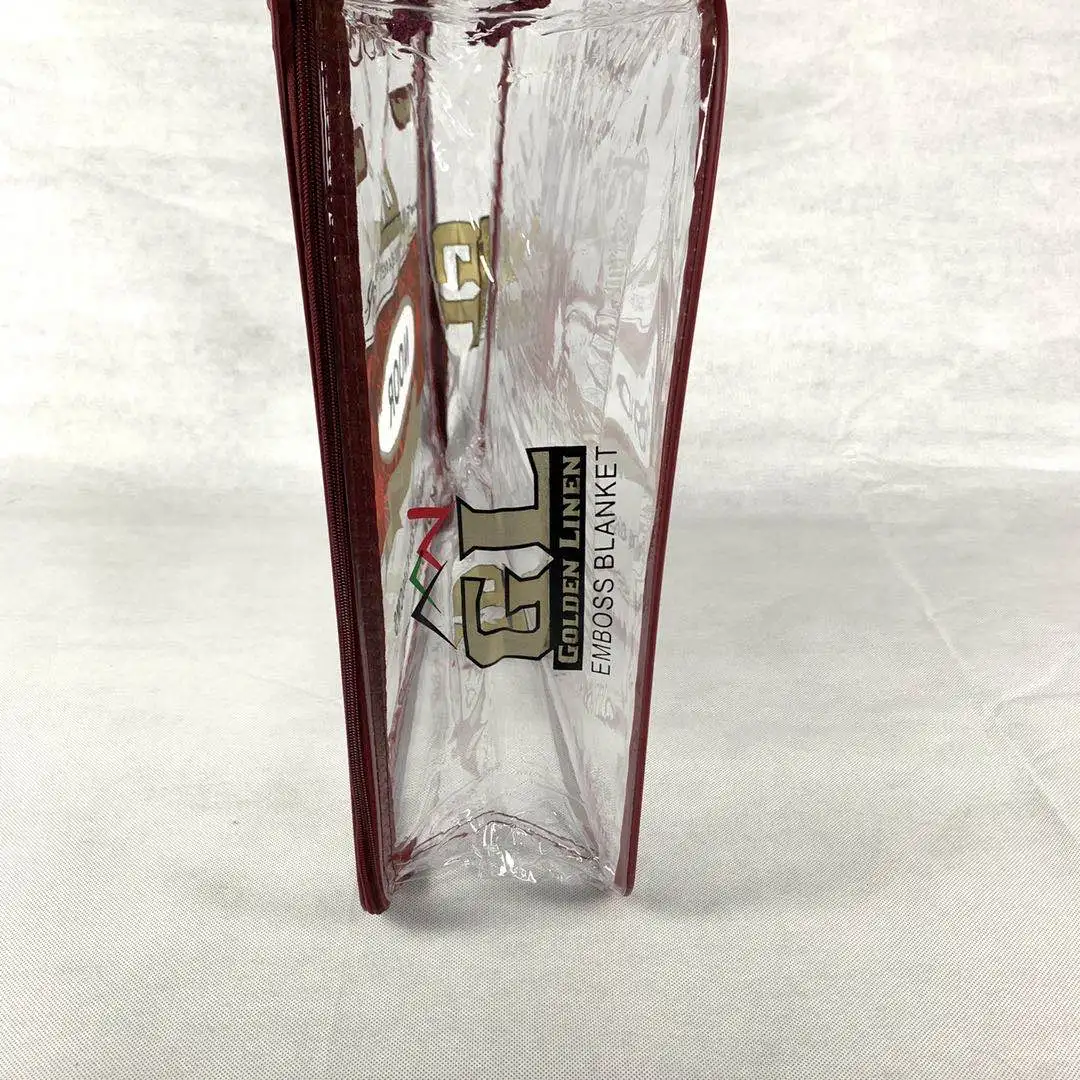 cheap transparent plastic pvc blanket packaging bag with steel rim