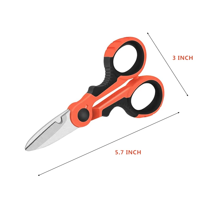 Professional Electrician Scissors Sharp Sturdy Electrician Shears Stainless Steel Sewing Scissors for Cutting Electric Wire