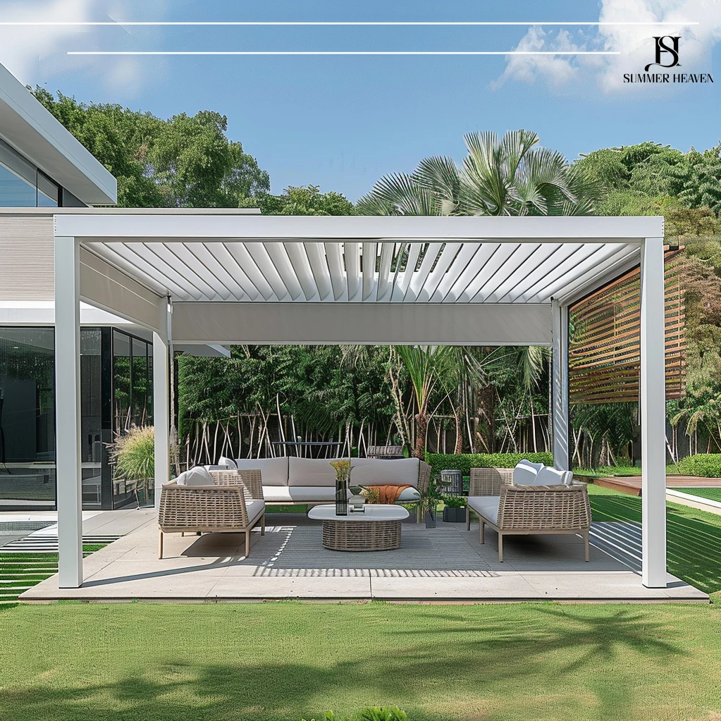 Hot Selling Luxurious Aluminum Louvered Pergola Pavilion Used for Outdoor Garden Entertaining Guests in Multiple Countries