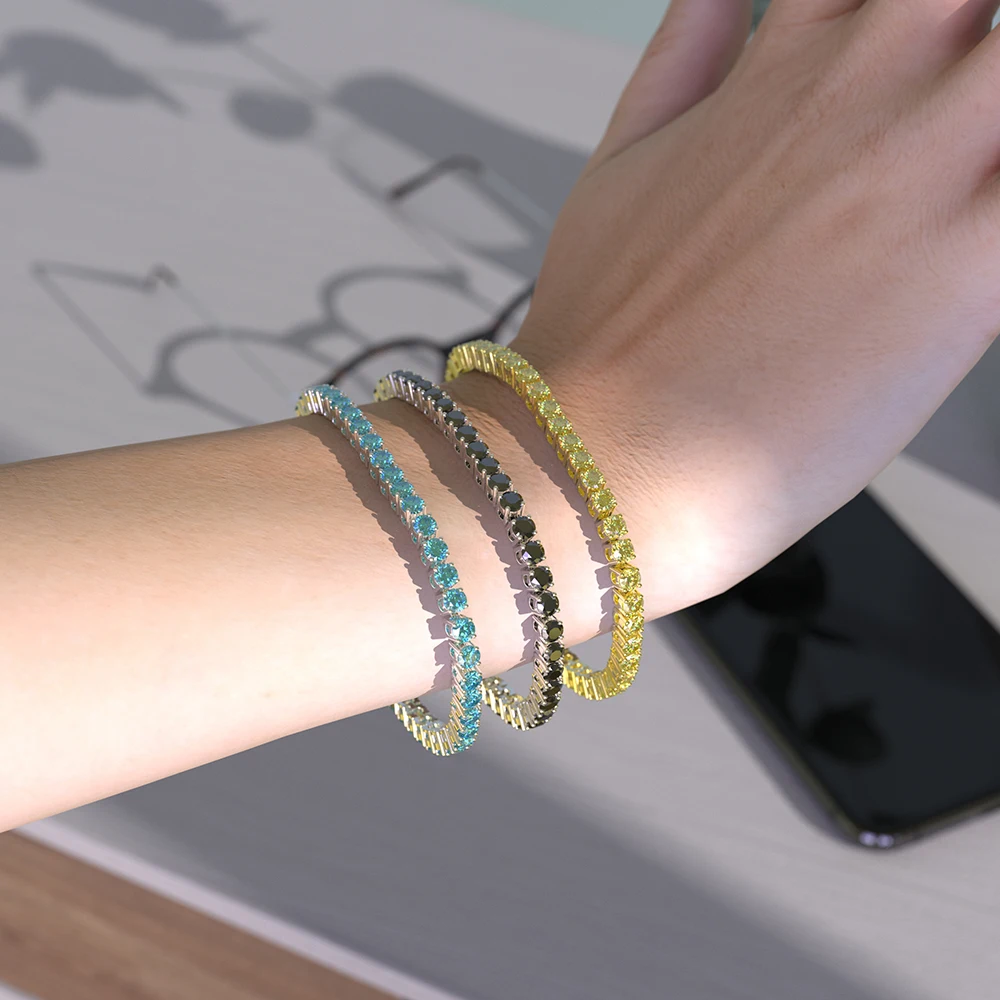 Wholesale Gorgeous Moissanite Tennis Chain Colorful Tennis Chain Moissanite Moissanite Chain