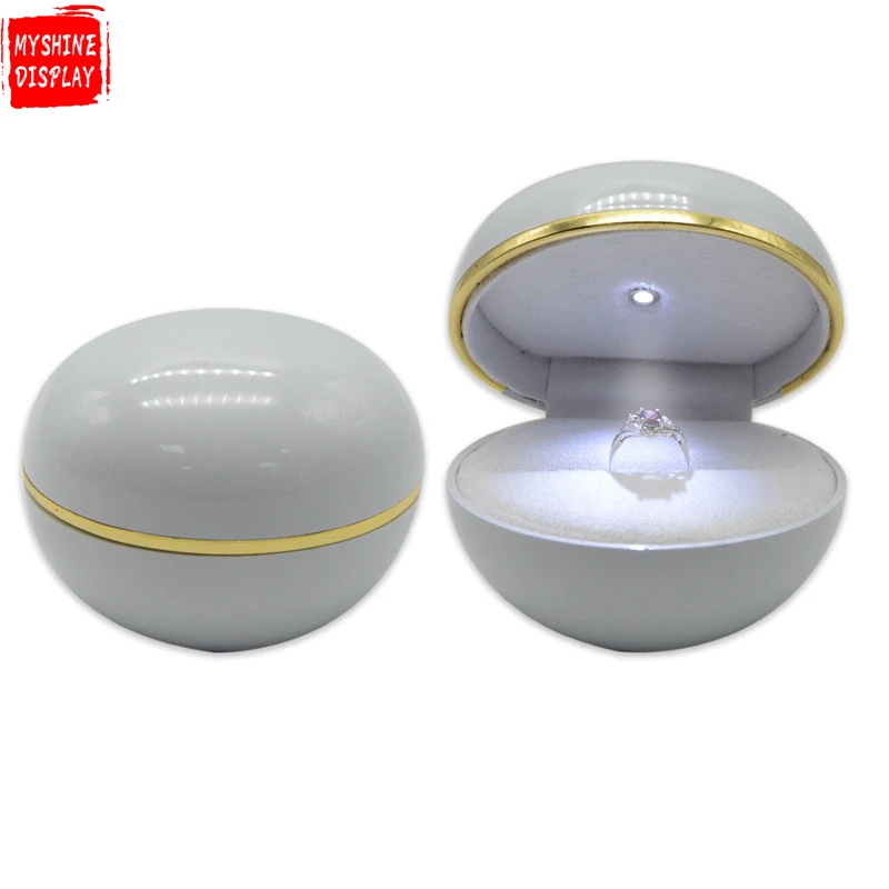 Creative diamond ring gift box high-end paint led light egg-shaped ring box jewelry box