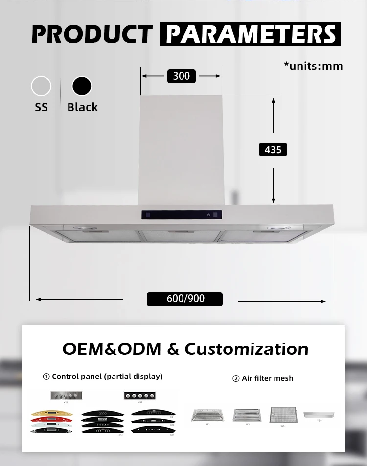 New European Style Wall Mount 60/90 cm kitchen Range Hood slim Cooker hood Extractor T Shape range hood