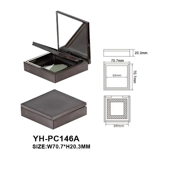 Custom square are Magnetic compact powder case 2 colors in 1 with mirror