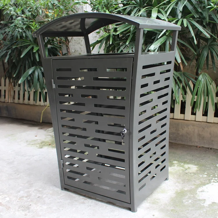 Laser Cut Outdoor Garbage Can Steel Waste Bin