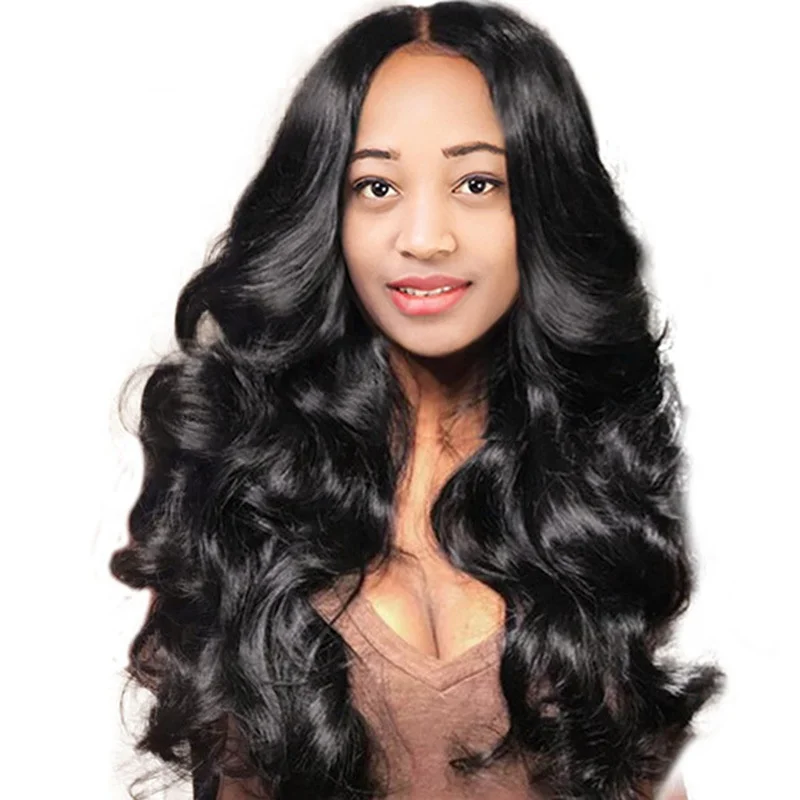 Wholesale Natural Black Color Loose Wavy Synthetic Wigs for Black Women