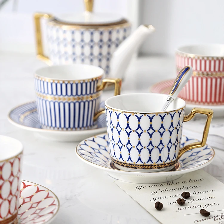 Wholesale British Bone china Classic Porcelain Ceramic Water Coffee Cup Set Grace Teaware