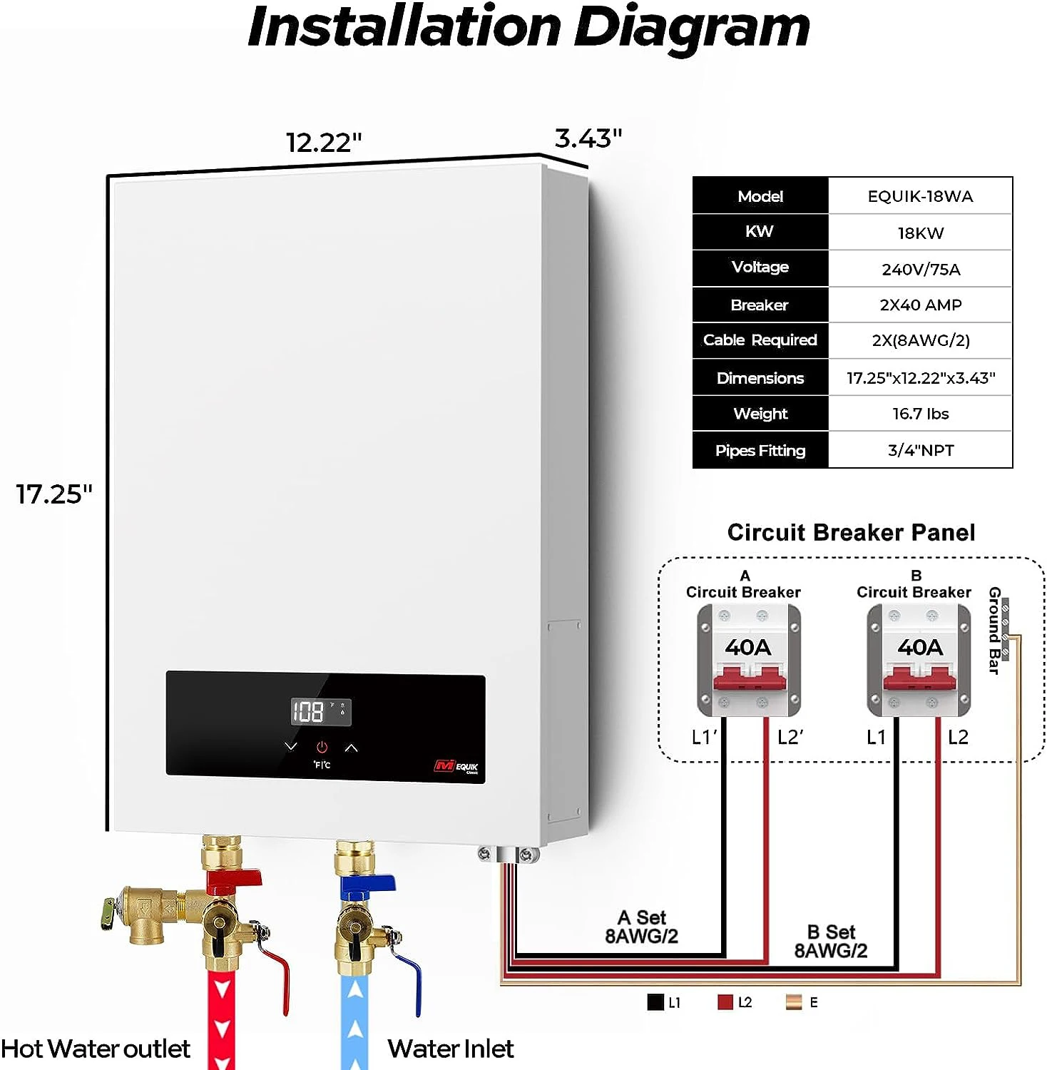 14Kw-27Kw Multi Power Selection ETL Certificate Household Hot Water Heating Electric Instant Tankless  Water Heaters