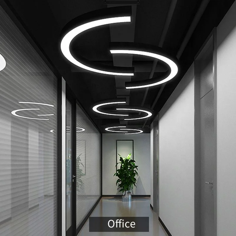 LED Suspended Light Aluminum Profile Modern Commercial Pendant Hanging Lighting Ceiling Lamps LED Linear Fixtures Chandelier