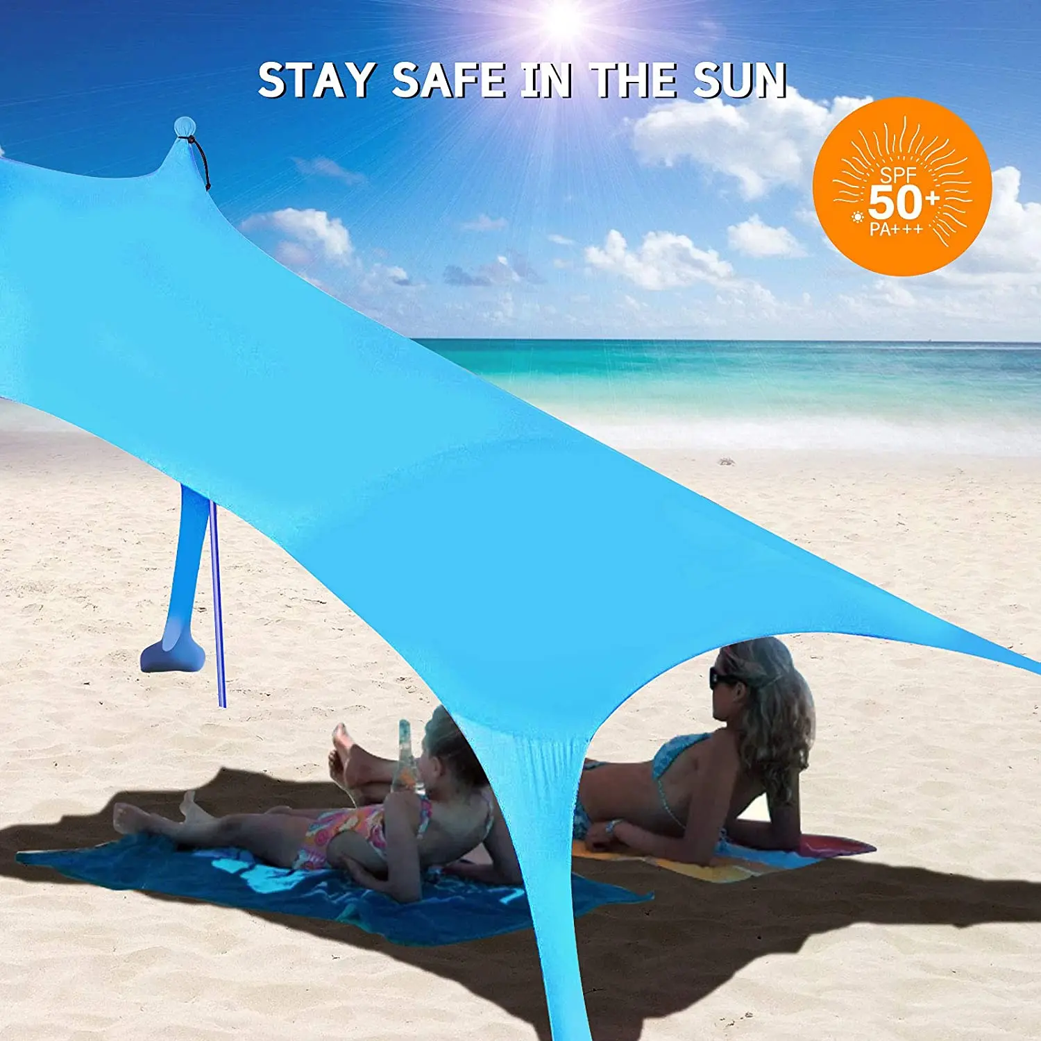 UV50+ Summer Beach Sunshade Tent Outdoor Beach Tent Camping Hexagonal Beach Tent