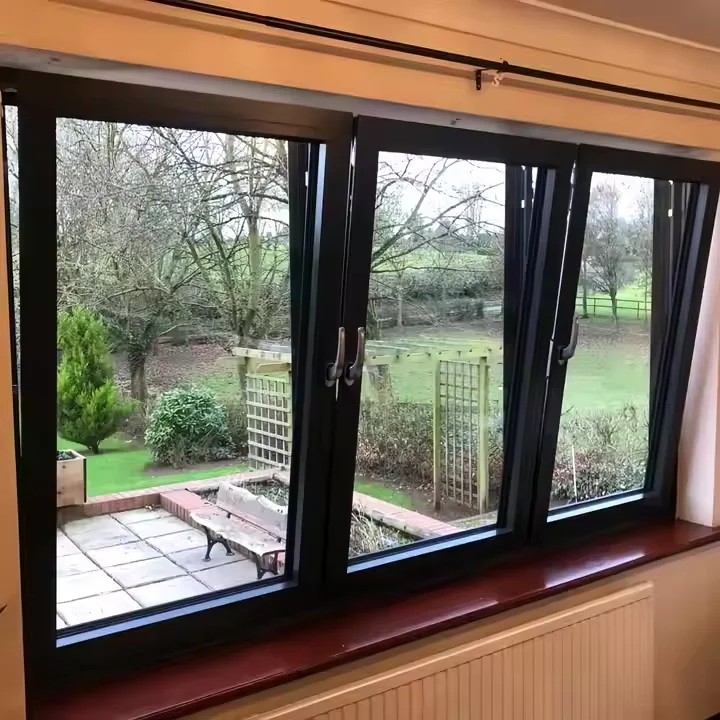 Aluminium Customized Double Glass Window Glaze Energy Efficient Aluminum Casement windows Villa Tilt and Turn Window for House