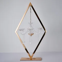 Wedding Party Decorative Geometric Acrylic Gold Candelabra Table Centerpiece