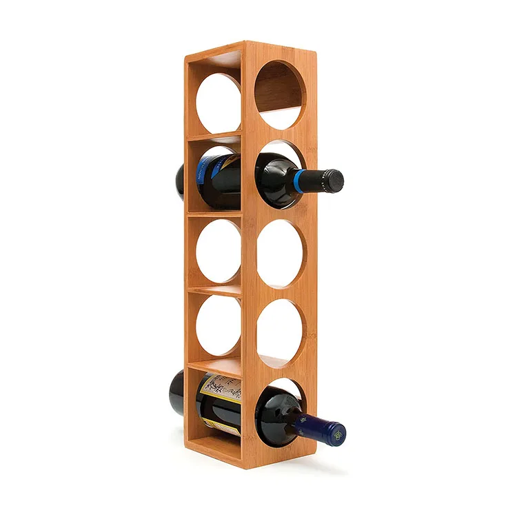 Custom new design home household kitchen bar storage corner stand wine shelf rack, bamboo wine stand holder