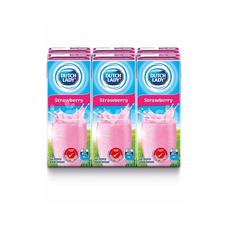 Wholesale Supplier Dutch Lady UHT Strawberry Flavoured Milk 200ml with Delicious and Full of Nutritious