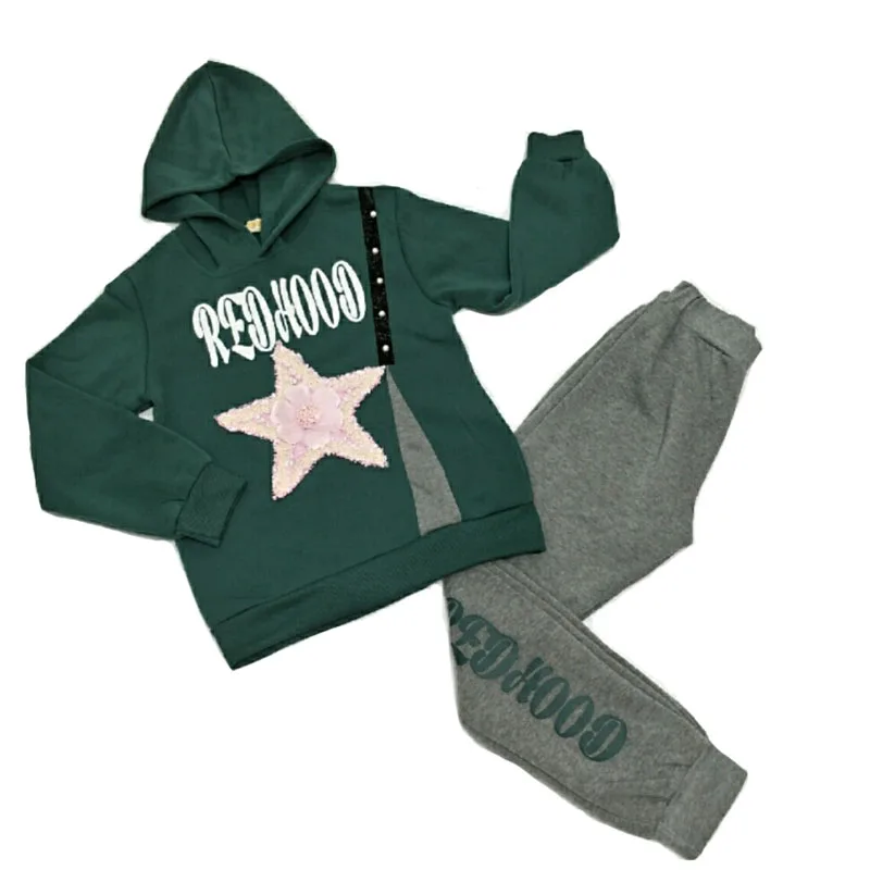Wholesale Libya winter two piece set of star pattern girls set