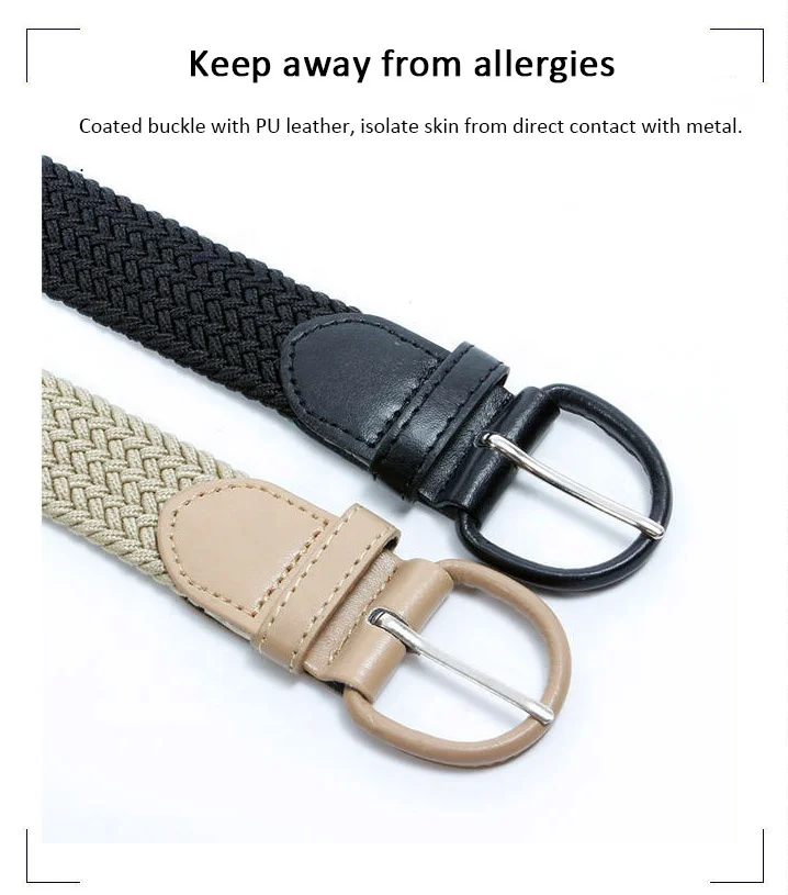 Unisex Multi-color Adjustable Web Woven Elastic Prevent Allergy Braided Stretch Belt for Woman Man